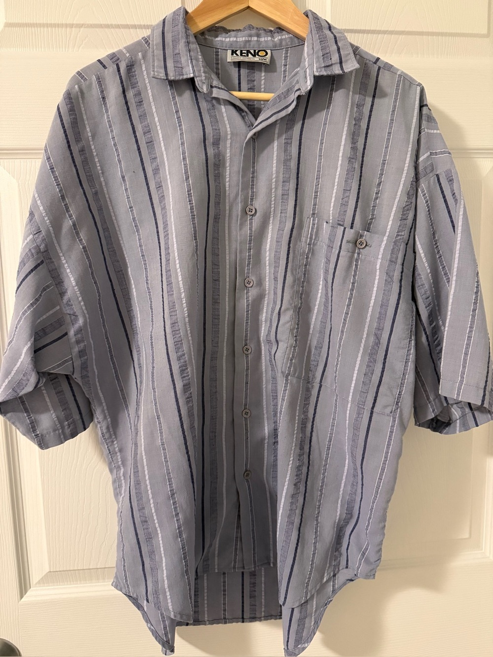 KENO Canada Classics Grey Striped Short Sleeve Button-Up | M